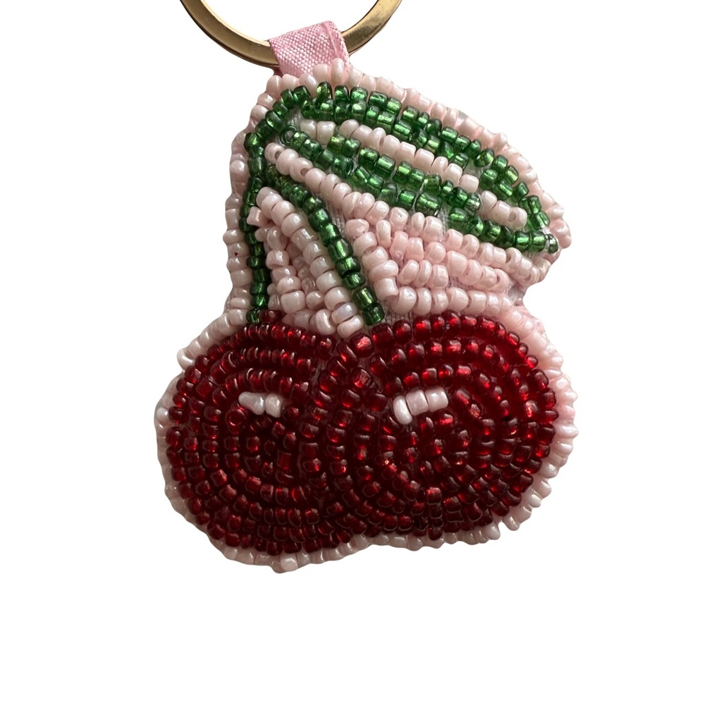 Beaded Cherry Bag Charm - Picture 2 of 2